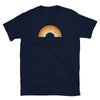 Gay Bear Community Tshirt for Gay Pride ShirtGay Bear Tee Rainbow with rainbow graphic on navy fabric.