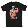 Gay Bear Jock T-Shirt Bear Pride Outfit Daddy Bear Muscle Bear Gift for Bear featuring a muscular man with gray hair.