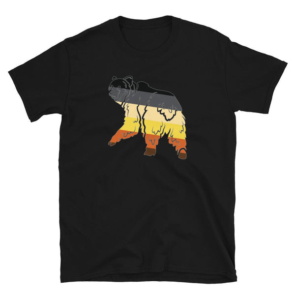 Gay Bear Men Shirt - Cute Gay Bear Paw Pride Flag Colors for Gay Bear Cubs 15 on a black tee.