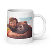 GAY BEAR MUG - Cute Anime Bear Man Hugging Bear, Gay Pride White glossy mug.