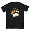 Gay Bear Pride Flag Colors - Paw T-Shirt with bear paw graphic on black fabric.