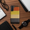 Gay Bear Pride Flag Wooden Texture Print Case for Samsung® on desk with accessories.