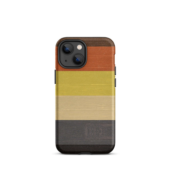 Gay Bear Pride Flag Wooden Texture Print iPhone® Clear Case with colorful stripes.