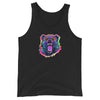 Black tank top featuring a colorful bear graphic, perfect for gay pride apparel.