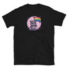 Cute black t-shirt featuring a bear holding a rainbow flag design.