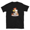 Black t-shirt featuring a stack of cute cartoon bears, perfect for gay bear pride apparel.