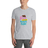 Gay Bear Shirt Slut Pride Flag Shirt LGBTQ+ Pride Gay Ally Adult Tee on model, Sport Grey color, playful design.