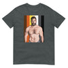Gay Bear T-Shirt featuring a muscular model and bear pride flag colors.