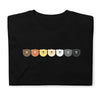 Gay Bear T-Shirt - Cute Cub Colors featuring colorful bear faces on black fabric.