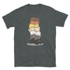 Gay Bear T-shirt featuring stacked cartoon bears in various colors on a dark background.