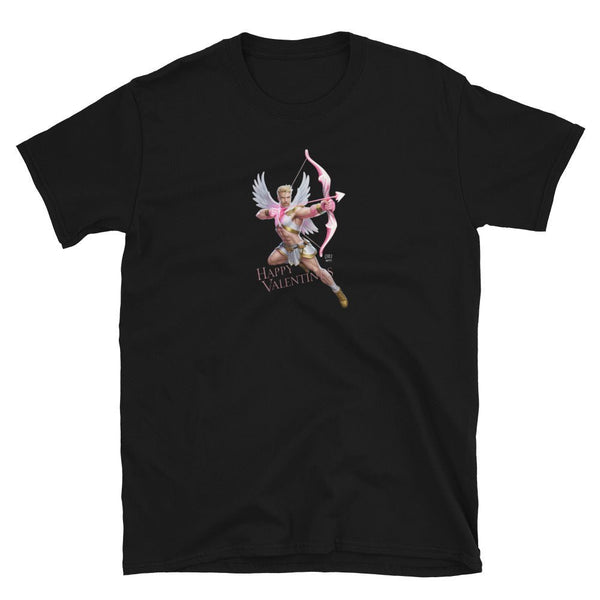 Gay Cupid Valentines Unisex T-Shirt - Gay Queer Tee Halloween Shirt, black shirt, Cupid graphic, gay pride apparel.