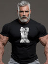 Model showcasing Gay Daddy Bear shirt with bold graphic design featuring a muscular man.