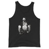 Black tank top featuring a muscular man with a bear design, Gay Daddy Bear Tanktop Brotherhood Pride.