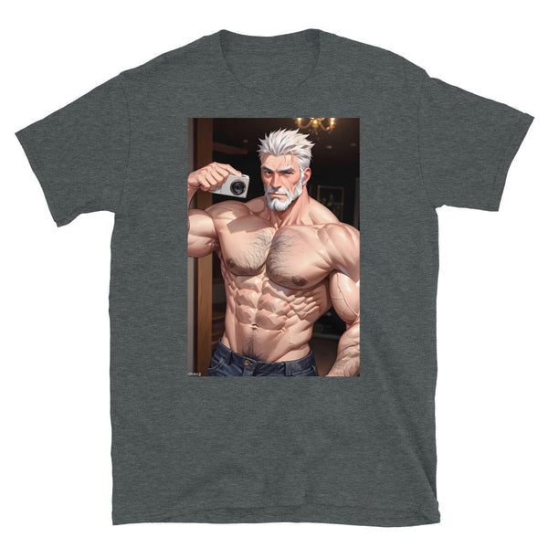 Gay Daddy Jock T-Shirt Bara Pride Outfit Daddy Bear Muscle Bear Gif with muscular man graphic.
