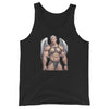 Gay Halloween Angel with Leather Harness Tank Top featuring a muscular model with wings.