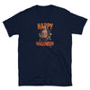Gay Halloween Firefighter Unisex T-Shirt featuring muscular man and fun graphic.
