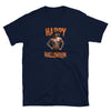 Gay Halloween Witch Unisex T-Shirt featuring a muscular model and spooky text design.