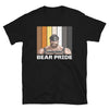 Gay Leather Bear Pride Flag Colors for Gay Bear Cubs T-Shirt graphic, black shirt.