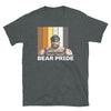 Gay Leather Bear Pride Flag Colors for Gay Bear Cubs T-Shirt, Gay Pride Gift design on a dark grey shirt.