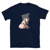 Gay Leather Daddy Bear Pride Flag Colors for Gay Bear Cub Shirt, Gay Pride Gift on navy t-shirt.