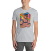 Gay Leather Daddy T Shirt with colorful design featuring a muscular bear in a cap.