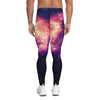 Galaxy Nebula Men’s Leggings – Purple & Blue space print, form-fitting, ideal for gym and pride events.