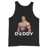 Muscular graphic tank top featuring bear design text 'DADDY', part of gay pride apparel.