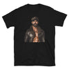 Gay Older Daddy Bear Leather Shirt - Pride Gay Biker Daddy Bear t-shirt with muscular model.