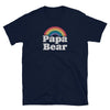 Gay Papa Bear Community Tshirt for Gay Pride Shirt Gay Bear Tee Rainbow design with rainbow graphic on navy blue.