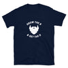 Gay Scruff T-Shirt - Grow The Beard & Get the D, navy shirt with funny bear graphic.