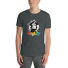 Gay vintage picture Leather Daddy Gay LGBTQ Pride Leather Daddy Gay Pride shirt model wearing a dark grey tee.