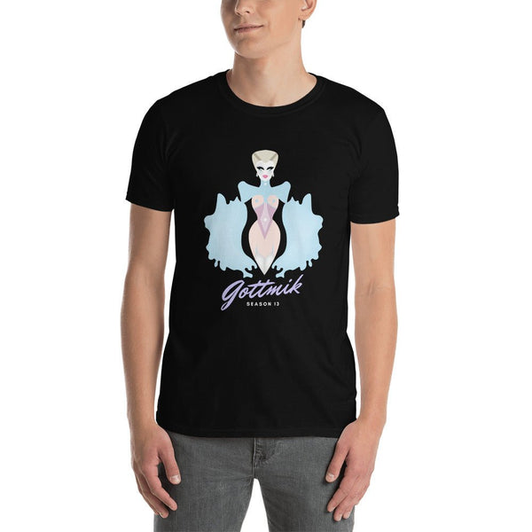 GOTTMIK T-Shirt | Rupaul's Drag Race, black tee featuring pop art design and drag graphics.