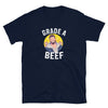 Navy blue shirt featuring 'GRADE A BEEF' design for gay bear community pride.