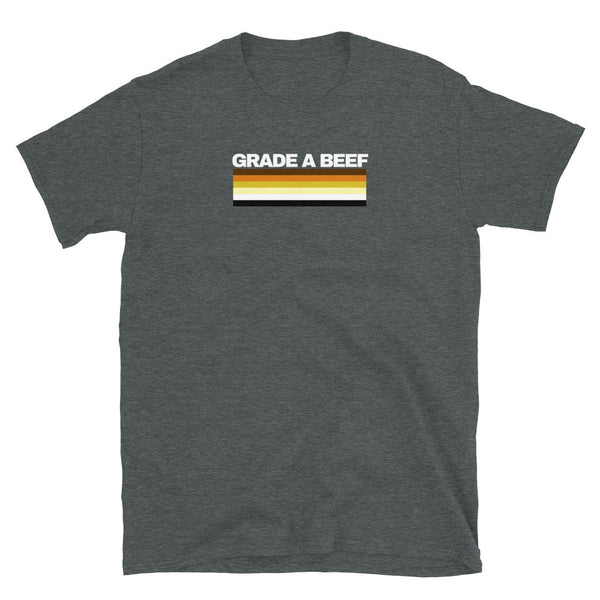 Grade A Beef Flag Shirt PrideT shirt for Gay Bear Men Community 56 in dark heather color.