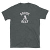 Dark grey t-shirt with 'GRADE A BEEF' graphic, ideal gay pride apparel.