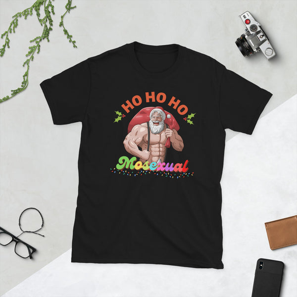 Ho Ho Homosexual Christmas Santa Holiday Gay Pride Pyjama on a black gay shirt.