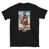 Black gay shirt featuring a muscular man with beach volleyball, Hot Bear Summer design.