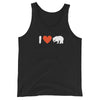 Black tank top featuring "I Love (Heart) Bear" design, perfect gay pride apparel.