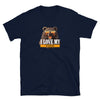 Navy t-shirt with bear graphic and I love my husbear text design for pride.
