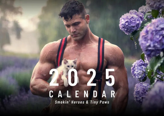 Hot Heroes and Kitten Cuddles 2025 Calendar – Sexy Firefighter Hunks with Cute Cats | Wall Calendar | Gay Gift | LGBTQ Bachelorette Gift