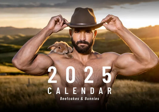 Beefcakes & Bunnies 2025 Calendar – Muscular Hunks with Adorable Rabbits | Sexy Men Wall Calendar | Gay Gift | LGBTQ Bachelorette Gift