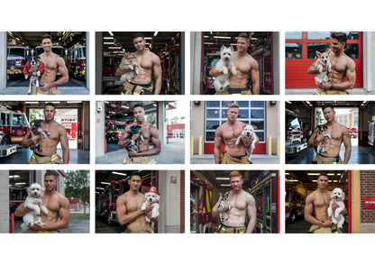 2025 Blazing Hearts & Furry Friends Calendar – Firefighter Hunks & Cute Dogs | Gay Gift & Bachelorette Favorite!