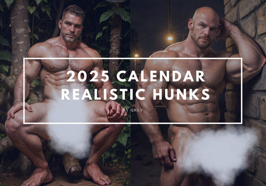 2025 Gay Calendar Gift - Realistic Daddy Bear Muscle Dilf Art Wall calendars - 12 Sexy Hunks