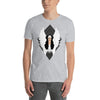 Graphic tee featuring Kim Chi Angel design on a light grey unisex shirt.