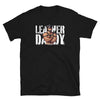 Black gay shirt featuring muscular man and 'LEATHER DADDY' text, perfect for pride events.