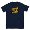 LGBT Gay Cruisin' For A Bruisin' T-Shirt, navy blue, funny gay shirt with bold lettering.