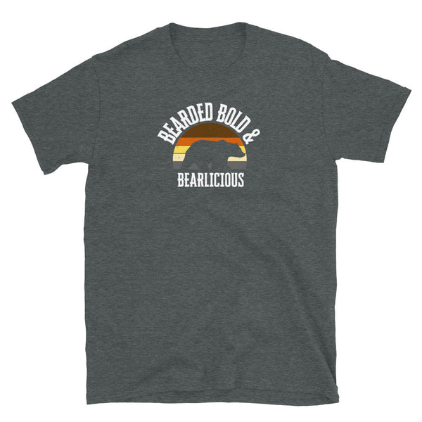 LGBT Gay Men's T-Shirts Daddy Bear Pride Bearded Bold & Bearlicious, dark grey gay pride shirt.