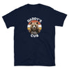 Navy blue shirt featuring a bear graphic and text 'Daddy's Little Cub' for LGBT Gay Men's T-Shirts Daddy Bear Pride.