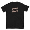 LGBTQ Gay Cruisin' For A Bruisin' T-Shirt with humorous text on black fabric.