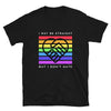 LGBTQ Shirt, I May Be Straight But I Don't Hate, black pride shirt with rainbow heart design.